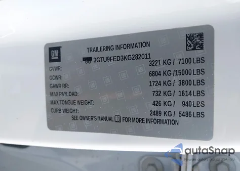 2019 GMC Sierra 1500 Denali из США, поврежденный, VIN 3GTU9FED3KG282011